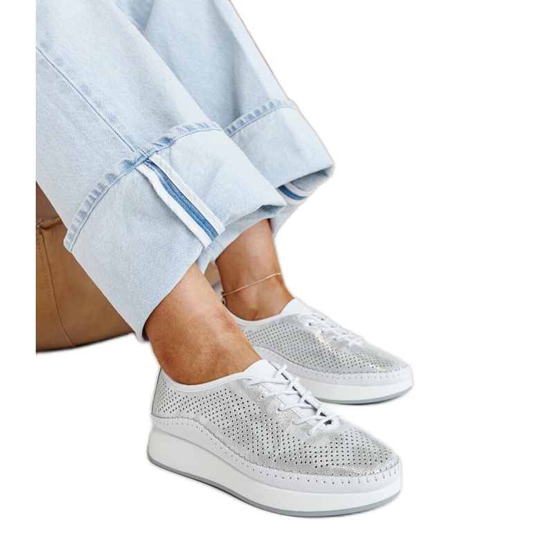 Zapatillas de piel plateadas con plataforma Amana.