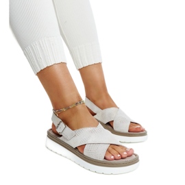 Sandalias plataforma piel plata Ithar gris Sandalias plataforma piel plata Ithar gris