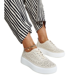 Deportivas piel beige
