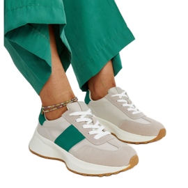Zapatillas de cuero grises y verdes de Ganim
