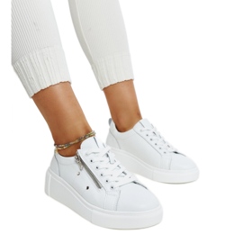 Deportivas blancas de piel con plataforma alta Rahal blanco