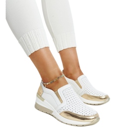 Deportivas cuña Vernon caladas blancas y doradas blanco