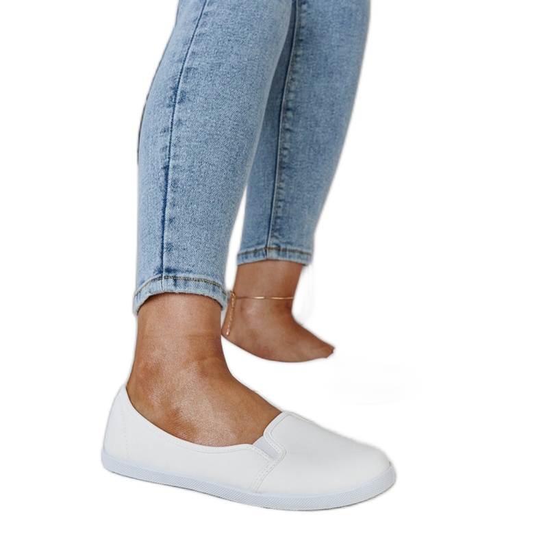 Zapatillas slip-on blancas de piel ecológica Wordana blanco Zapatillas slip-on blancas de piel ecológica Wordana blanco