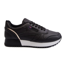 Zapatos deportivos de cuero con plataforma y cordones negros Merida Zapatos deportivos de cuero con plataforma y cordones negros Merida
