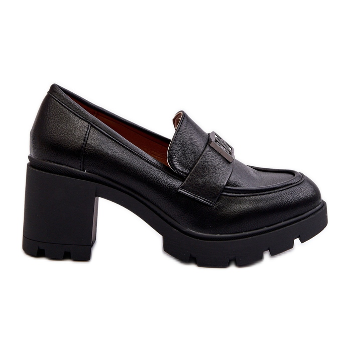 Zapatos de mujer con tacones macizos y decoración, negro Ranunca