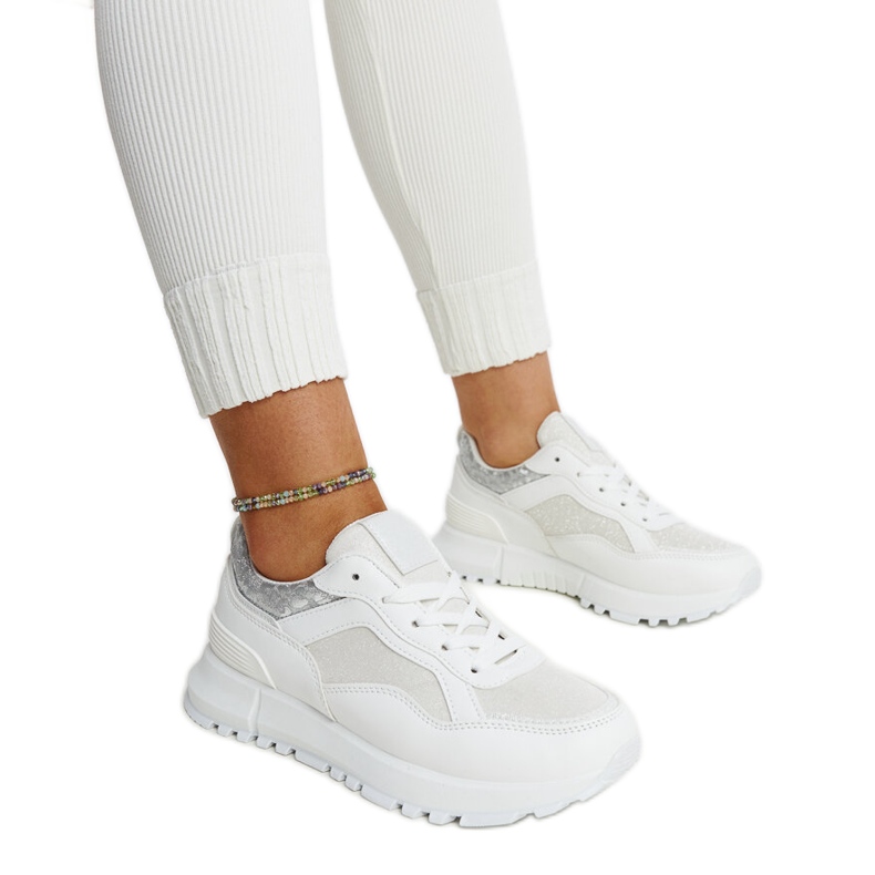 Deportivas blancas con plataforma y purpurina Evelia blanco
