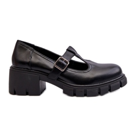 Jezzi Zapatos Mujer Piel Ecológica Con Plataforma Y Tacon, Negro Emelna