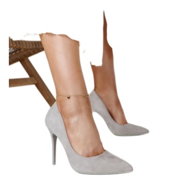 Tacones altos grises con aplicación de piel Amedie