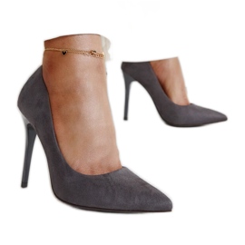 Tacones altos gris oscuro con aplicación de piel Amedie