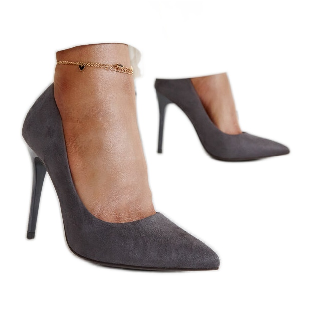 Tacones altos gris oscuro con aplicación de piel Amedie