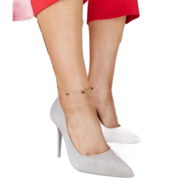 Tacones altos grises con aplicación de piel Amedie Tacones altos grises con aplicación de piel Amedie