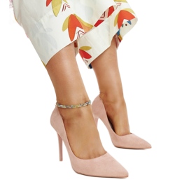 Tacones rosas con aplicación de piel Amedie rosado