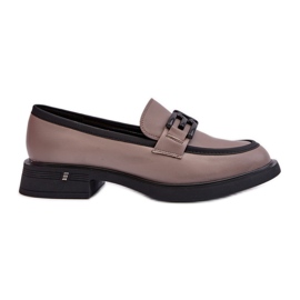 Vinceza Mocasines Mujer Elegantes en Piel Beige Oscuro Triana gris
