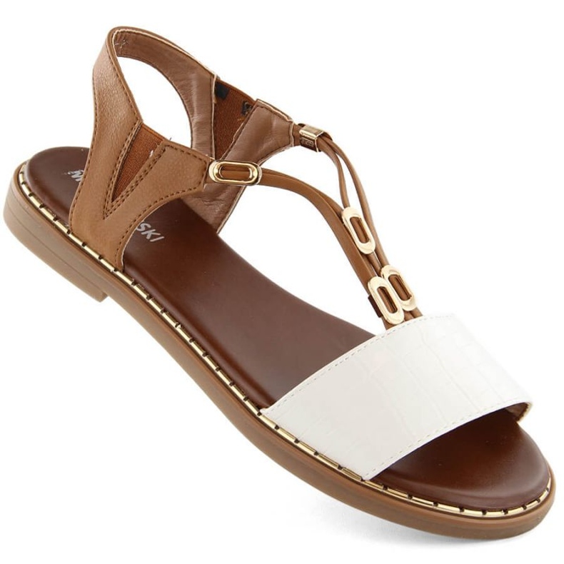 M.Daszyński W SAN39 sandalias sin cordones, blanco y marrón