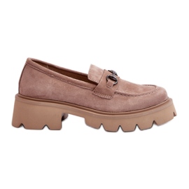 Vinceza Mocasines Chunky de mujer en ante beige Neloria