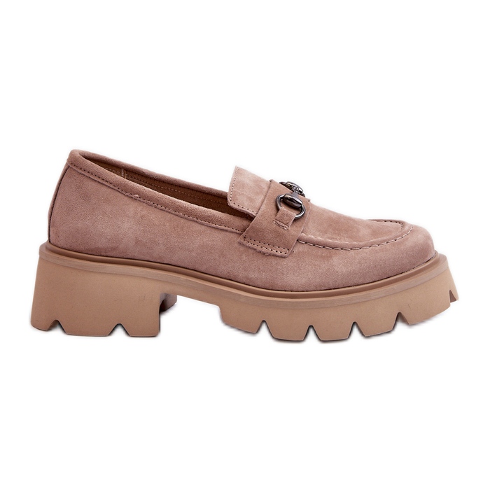 Vinceza Mocasines Chunky de mujer en ante beige Neloria