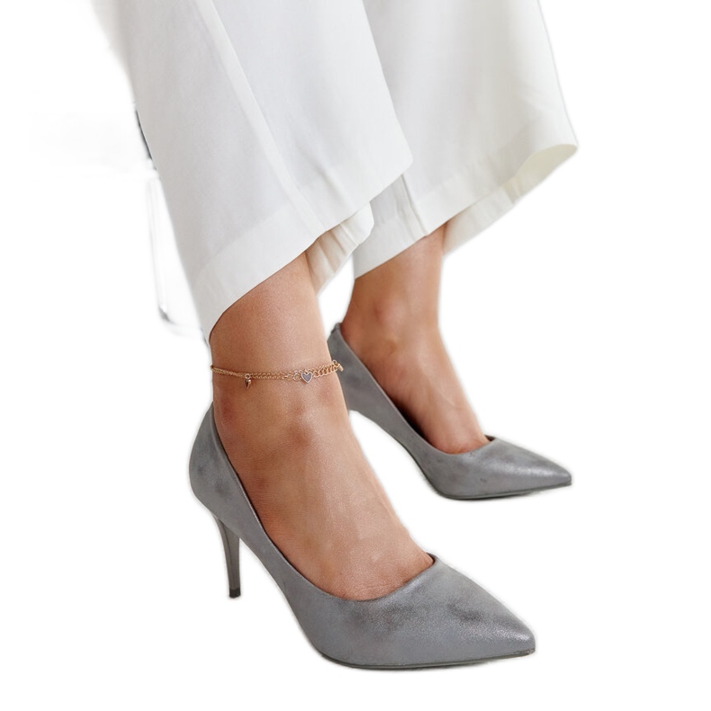 Tacones altos metálicos grises con plantilla de cuero de Soissons