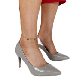 Stilettos de charol gris con aplicación de piel Alsacea Stilettos de charol gris con aplicación de piel Alsacea