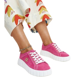 Deportivas de piel rosa oscuro con strass Stradone