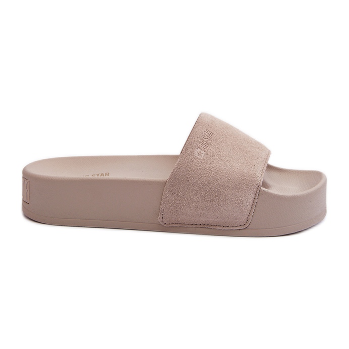 Chanclas de mujer de ante con plataforma Big Star NN274A671 Beige
