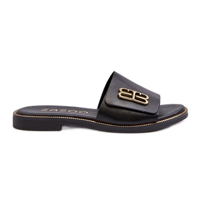 Zazoo 40384 Elegant Chanclas Mujer Piel, Negro