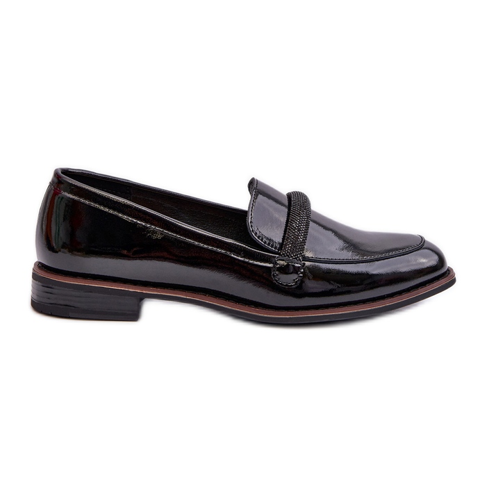 Sergio Leone Mocasines Mujer Piel Con Tira Decorativa Charol Negro Saosin
