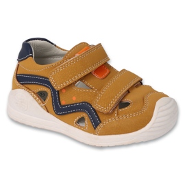 Sandalias infantiles befado con velcro, aplicación de piel 170P084, amarillo