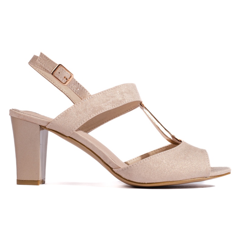 Goodin Sandalias de tacón doradas para mujer. dorado