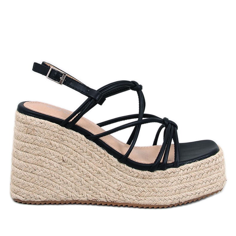 Pascai Sandalias alpargatas cuña negro