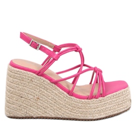 Pascai Sandalias alpargatas cuña fucsia rosado