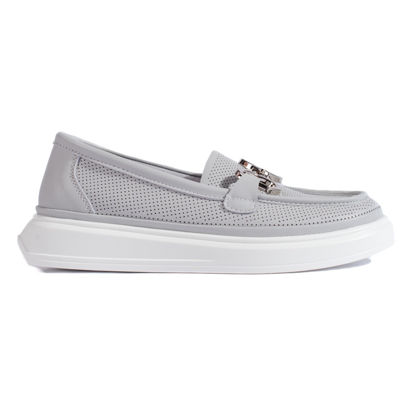 Goodin Mocasines de mujer calados grises