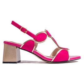Goodin Sandalias de mujer fucsia con hebilla rosa