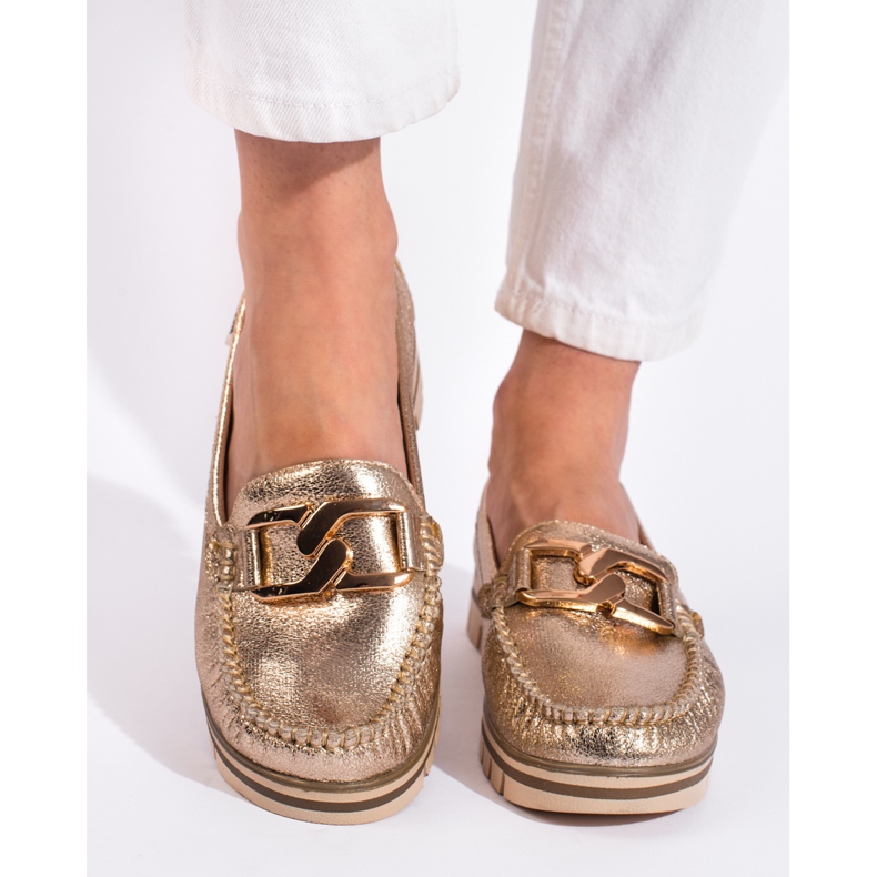 Goodin Mocasines mujer plataforma dorados