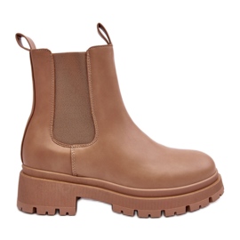 Botas Chelsea de piel con cremallera, beige oscuro Pitrese