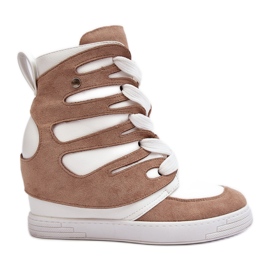 Botines con Cuña de Piel Beige Amria