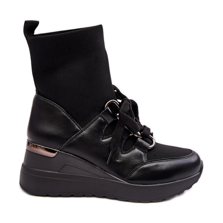 Botines de mujer con cuña y calcetín negro Helladina Botines de mujer con cuña y calcetín negro Helladina