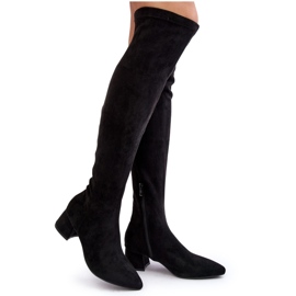 Botas de tacón bajo por encima de la rodilla para mujer Negro Maidna