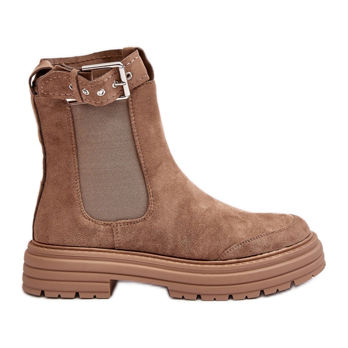 Botas Chelsea de ante con suela maciza, Beige Ozaro