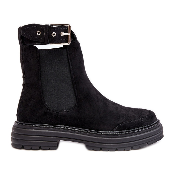 Botas Chelsea de ante con suela maciza, Negro Ozaro