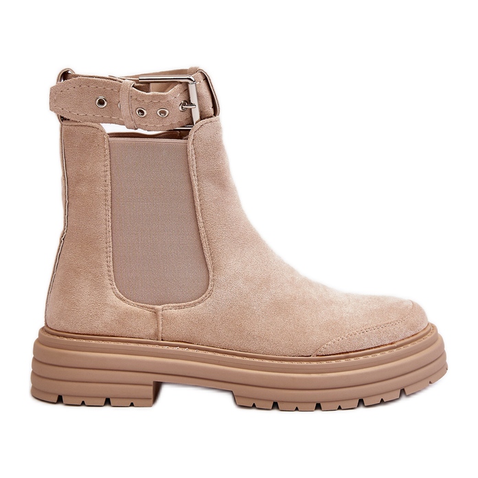 Botas Chelsea de ante con suela maciza, beige claro Ozaro Botas Chelsea de ante con suela maciza, beige claro Ozaro