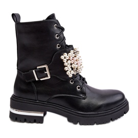 Botines Worker Mujer Aislantes Decorados Negro Venizi