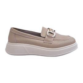 Mocasines Mujer Piel con Plataforma Beige S.Barski LR720