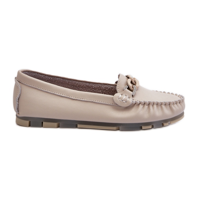 Mocasines Mujer Piel Con Adorno Beige S.Barski LR339