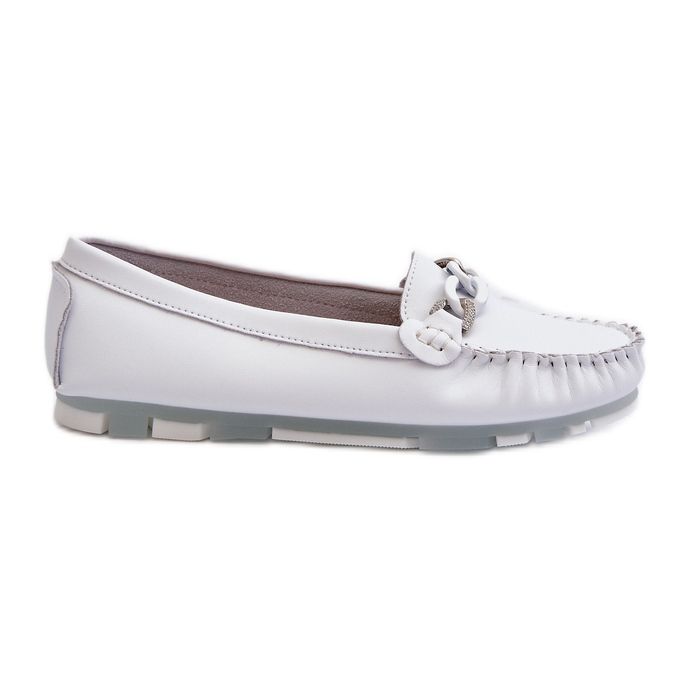 Mocasines Mujer Piel Con Adorno, Blanco S.Barski LR339