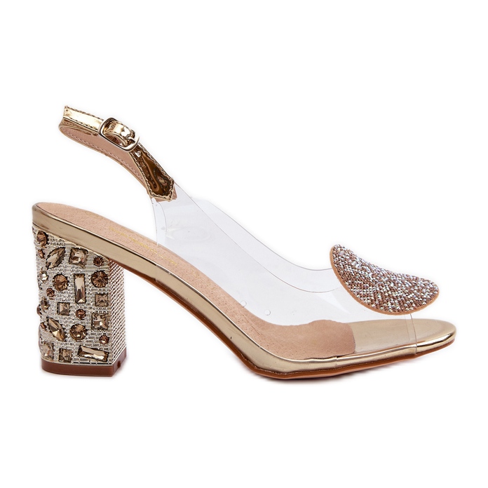 S.Barski Sandalias Transparentes Tacón Alto Dorado D&amp;A MR38-812