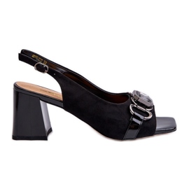 S.Barski Sandalias Mujer Tacón Alto Con Decoración, Negro D&amp;A MR38-659
