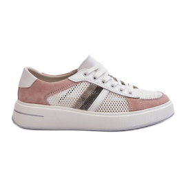 S.Barski Zapatillas Mujer D&amp;A Piel LR110 Blanco y Rosa