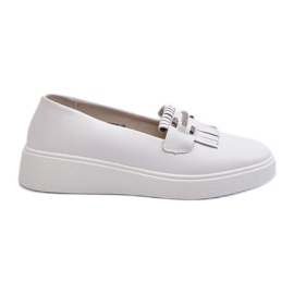 Mocasines Mujer Ligeros De Piel Con Plataforma Blanco S.Barski LR590