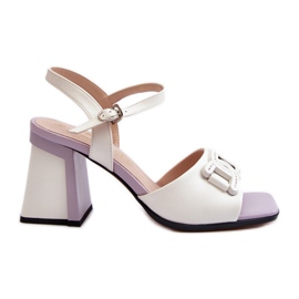 S.Barski Sandalias Elegantes De Tacón Con Decoración, Blanco D&amp;A MR38-156