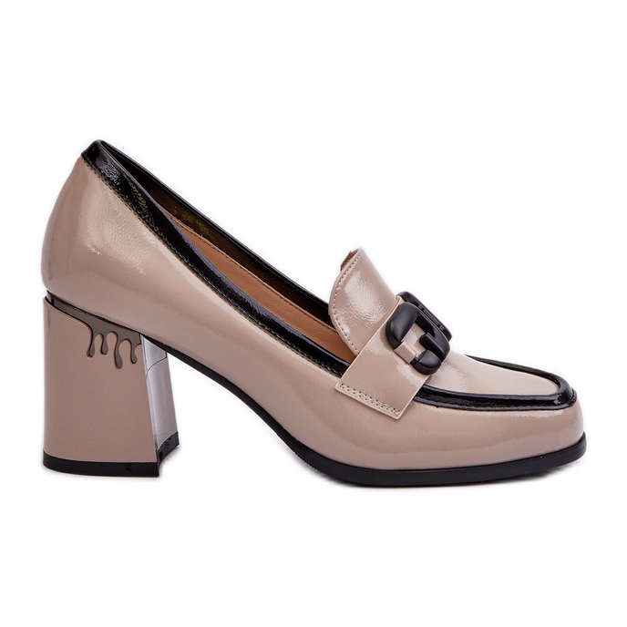 S.Barski Zapatos de salón de mujer con tacón alto charol beige D&amp;A MR38-973